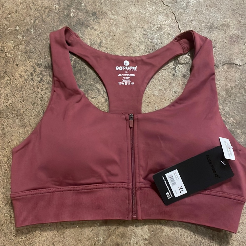90 degree by Reflex XL Terracotta full zip Line Bra